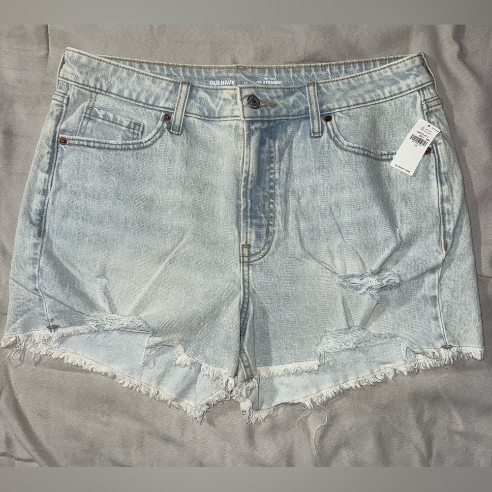 Old Navy Light Blue Distressed OG High Rise Jean Shorts